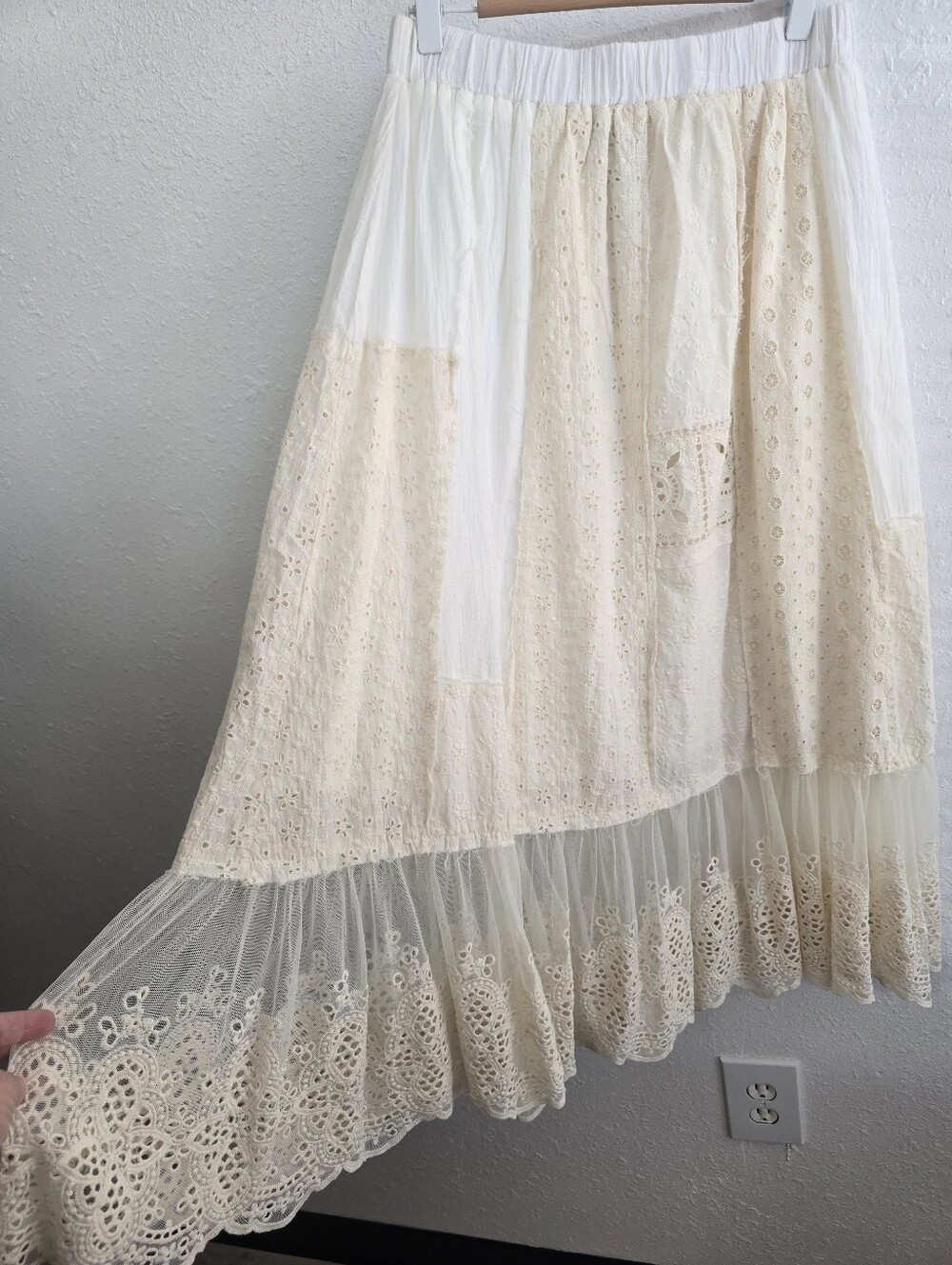 Jaded Gypsy Rare Feeling Skirt One Size Parchment Lace Patchwork NWT